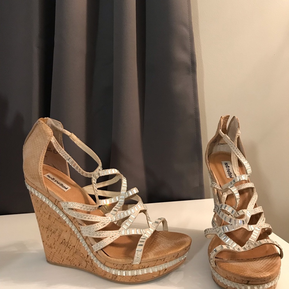Not Rated Tan Rhinestone Wedges - Picture 2 of 4